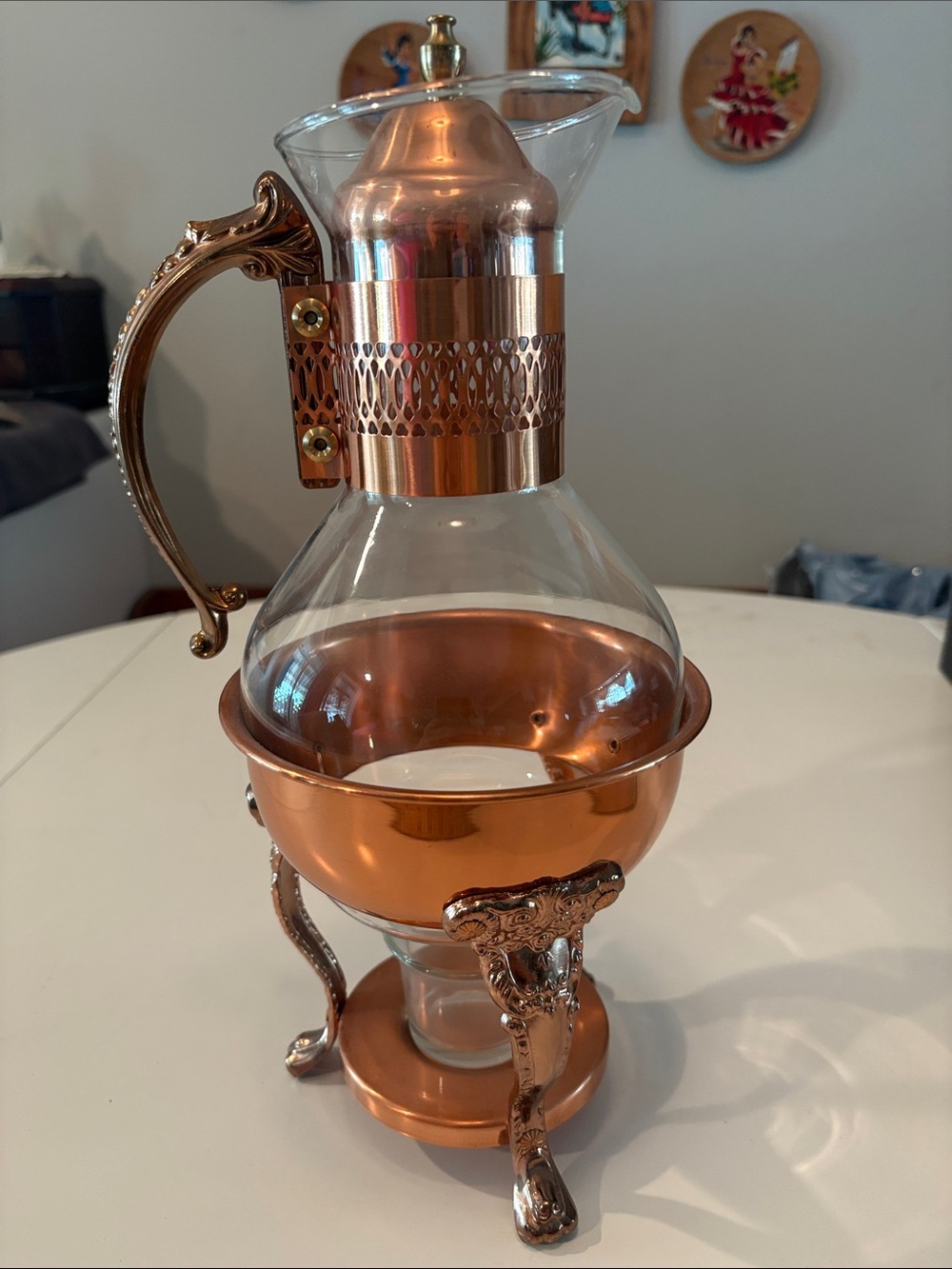 Princess House copper carafe and warmer stand